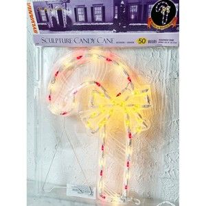 Vintage Christmas Candy Cane Lighted Sculpture Indoor/Outdoor Sylvania 18" x 12"
